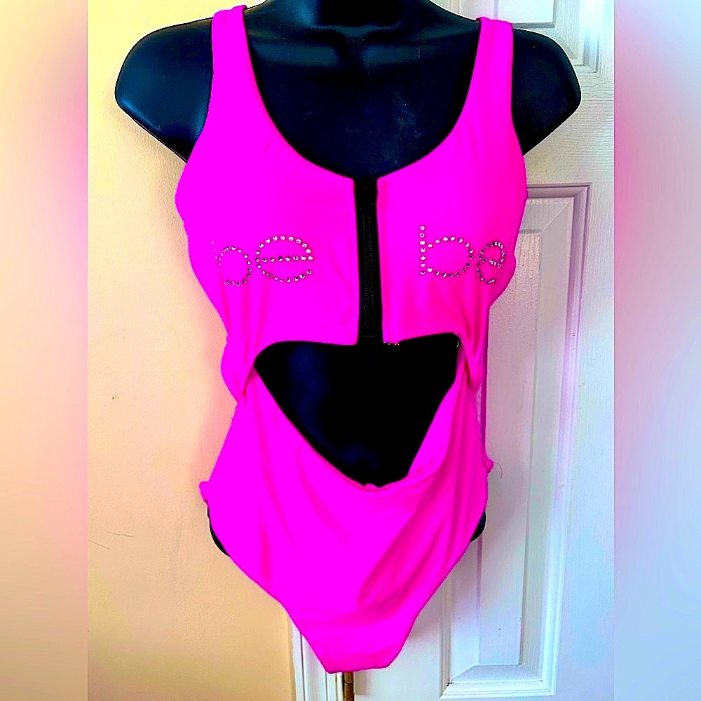 SALE Barbie Core Neon pink / rhinestone BeBe 1 pc swimsuit